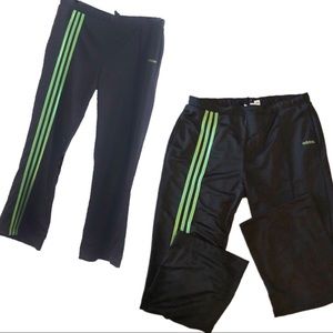 black neon green stripe adidas pants